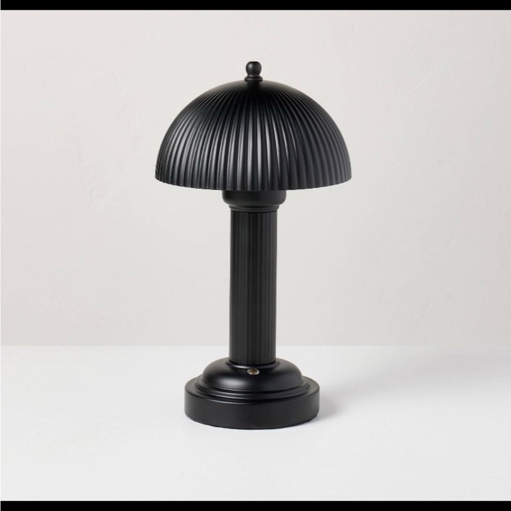 Hearth & Hand 11.5" Fluted Metal Rechargeable Library Table Lamp Black
